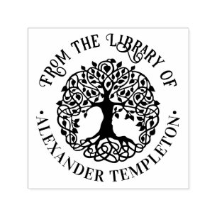 Carimbo Auto Entintado Árvore de Folha Rústica com Nome do Livro da Bibli