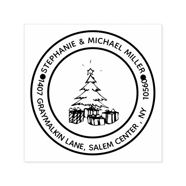 Carimbo Auto Entintado Árvore natalícia do endereço de devolução (Design)