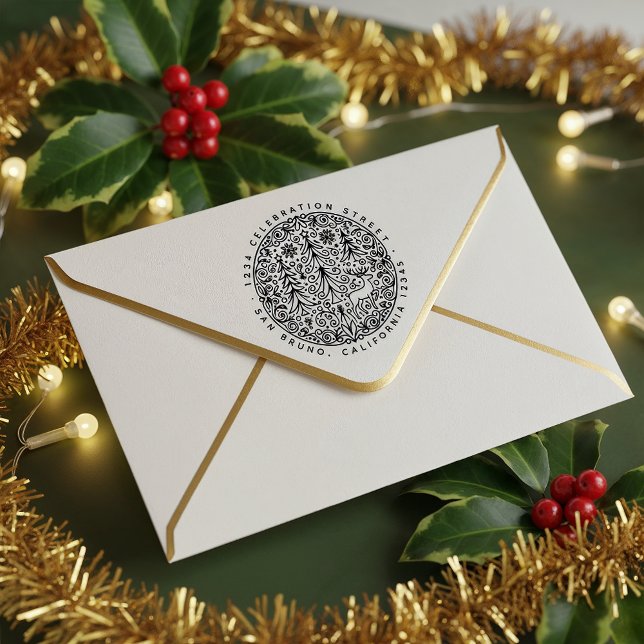 Carimbo Auto Entintado Árvores de Natal e Reindeer nórdicas do Scandi (Criador carregado)