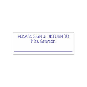 Carimbo Auto Entintado Assine e retorne ao nome do professor