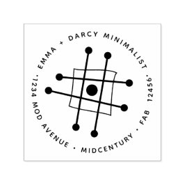 Carimbo Auto Entintado Átomo Atômico Minimalista Moderno do Século médio