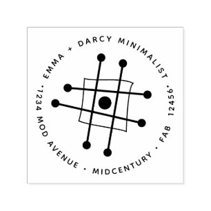 Carimbo Auto Entintado Átomo Atômico Minimalista Moderno do Século médio