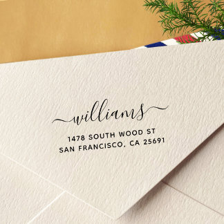 Carimbo Auto Entintado Autoendereço de retorno de caligrafia minimalista