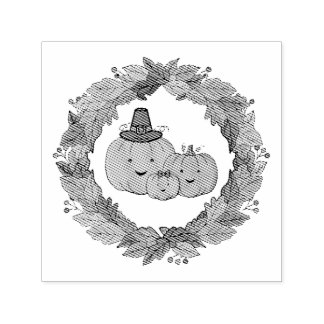 Carimbo Auto Entintado Autumn Pumpkin Family Wreath