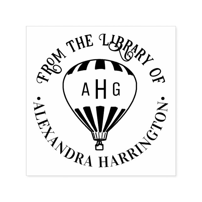 Carimbo Auto Entintado Balão de Ar Quente 3 Livro de Biblioteca Inicial (Design)