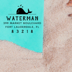 Carimbo Auto Entintado Baleia Endereço de devolução do nome da família