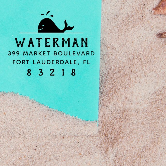 Carimbo Auto Entintado Baleia | Endereço de devolução do nome da família  (Criador carregado)