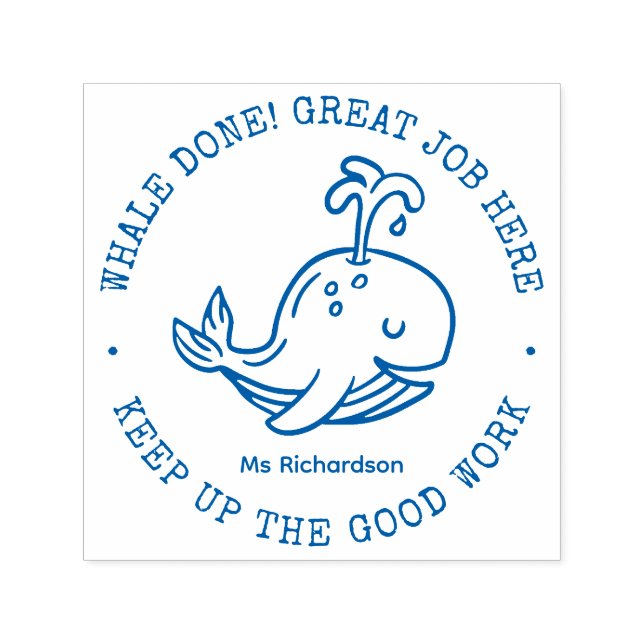 Carimbo Auto Entintado Baleia Fofa e Divertida Parabéns Bom Trabalho Elog (Design)