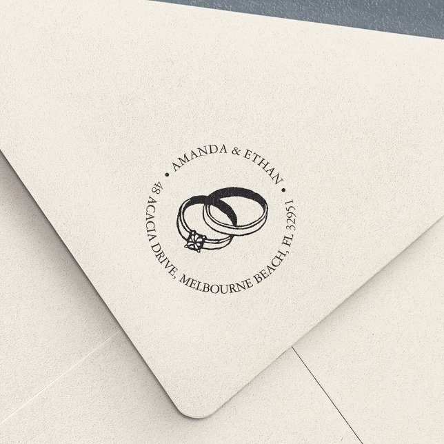 Carimbo Auto Entintado Bandas de casamento | Endereço de devolução (Criador carregado)