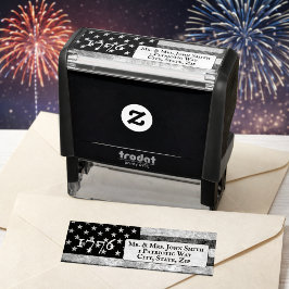 Carimbo Auto Entintado Bandeira Americana 1776 endereço de devolução rúst