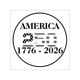 Carimbo Auto Entintado Bandeira Americana 250º Aniversário 1776-2026 EUA