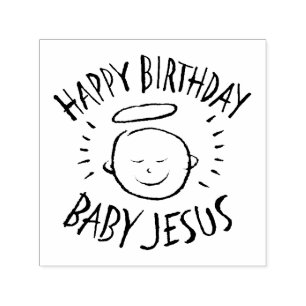 Carimbo Auto Entintado Bebê Jesus do feliz aniversario - Natal religioso