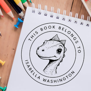 Carimbo Auto Entintado Bebê Personalizado Dino Este Livro Pertence Ao Nom