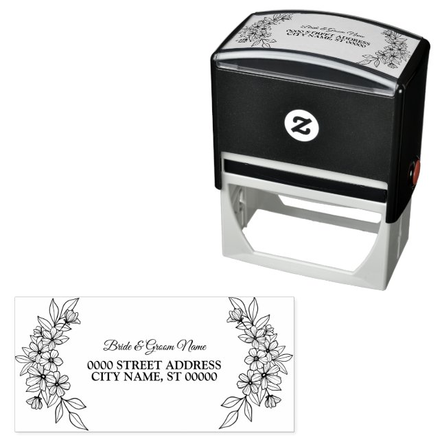 Carimbo Auto Entintado Bela Frame Floral Frame Elegante Endereço (In Situ)