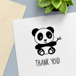 Carimbo Auto Entintado Bela pequena Panda segurando um bastão de bambu Ob