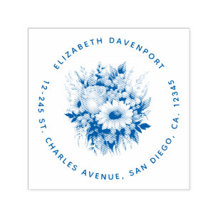 Carimbo Auto Entintado Belo endereço do Buquê Flor de Visitas