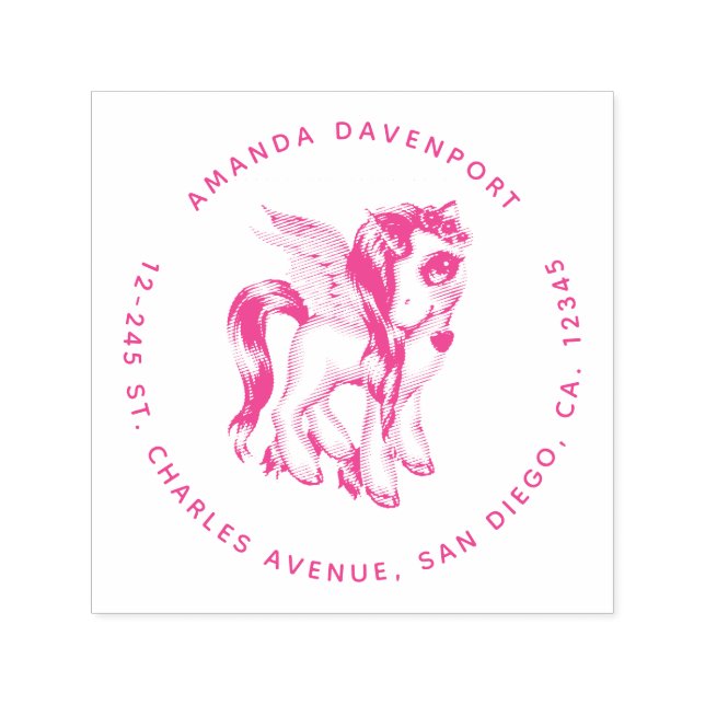 Carimbo Auto Entintado Belo Unicórnio com Rico Mane Tail (Design)