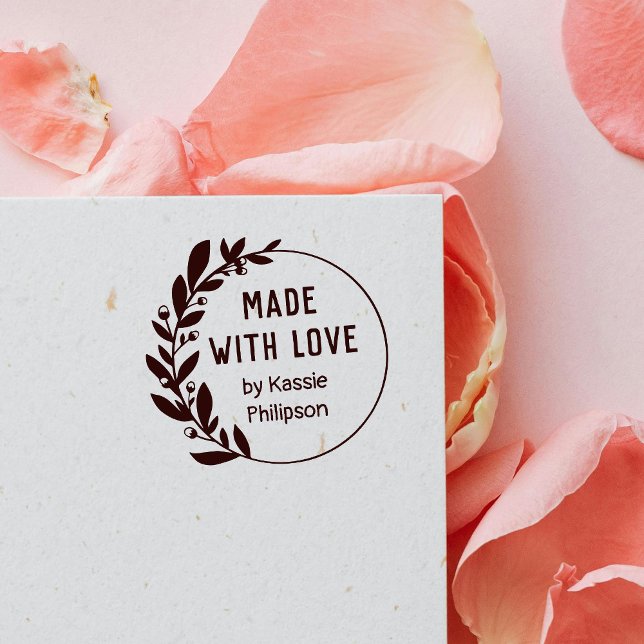 Carimbo Auto Entintado Berry Greenery Wreath Feita Com Amor (Criador carregado)