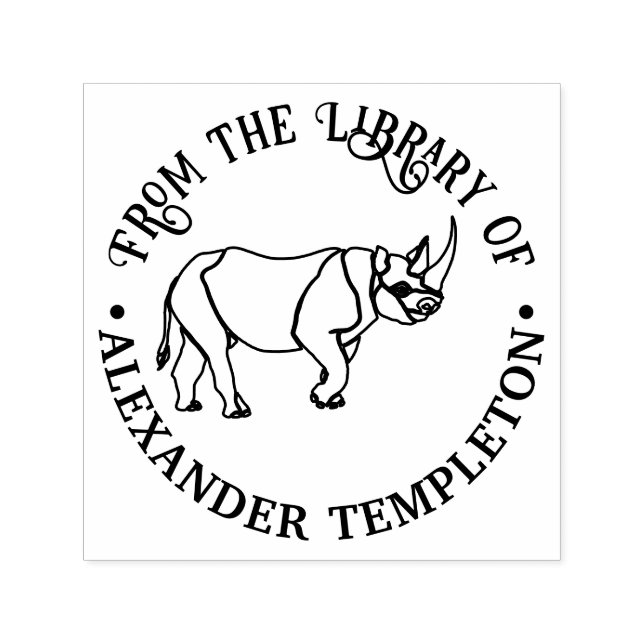 Carimbo Auto Entintado Biblioteca de Contorno de Rinoceronte Feroz Nome d (Design)