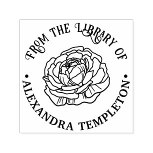 Carimbo Auto Entintado Biblioteca de Flores de Ranunculus Bonito Nome do 