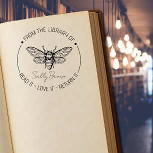 Carimbo Auto Entintado Biblioteca de livros selo do livro Bloco de livros