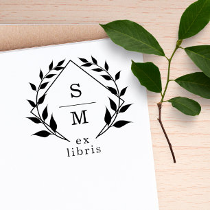 Carimbo Auto Entintado Biblioteca de Monogramas do Elegante Botânico Ex L