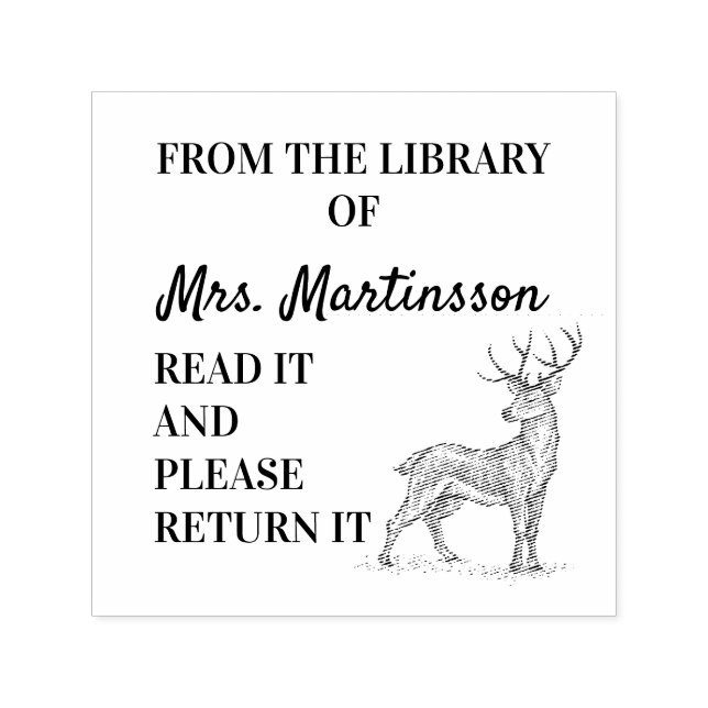 Carimbo Auto Entintado Biblioteca dos Professores Leia e Devolva Deer (Design)