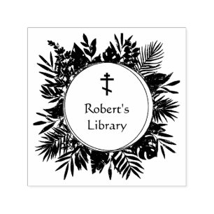 Carimbo Auto Entintado Biblioteca Pessoal Cristã Ortodoxa de Quadro Flora