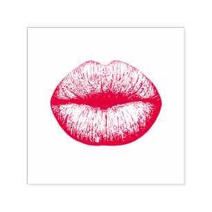 Carimbo Auto Entintado Bico de Lipstick vermelho