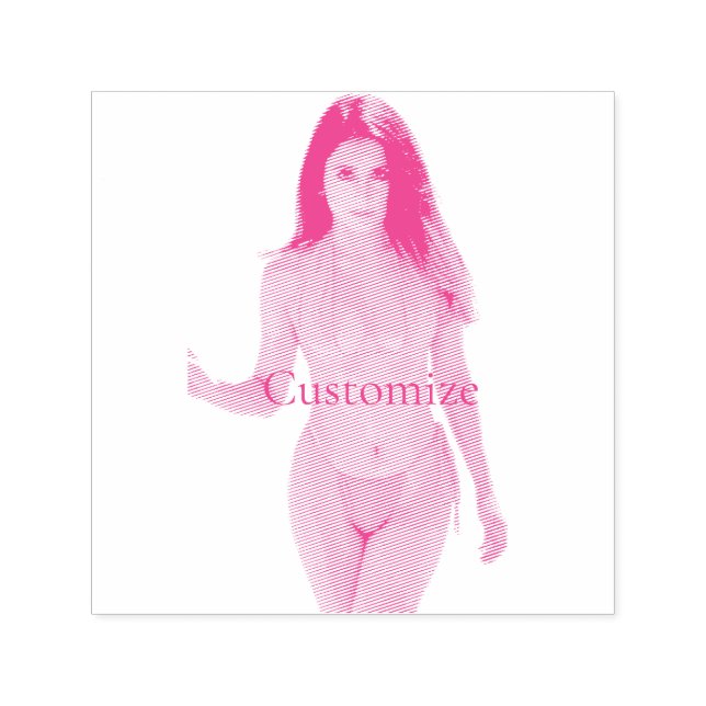 Carimbo Auto Entintado Bikini Bikini - Boca-Boca de Cabeça Negra (Design)