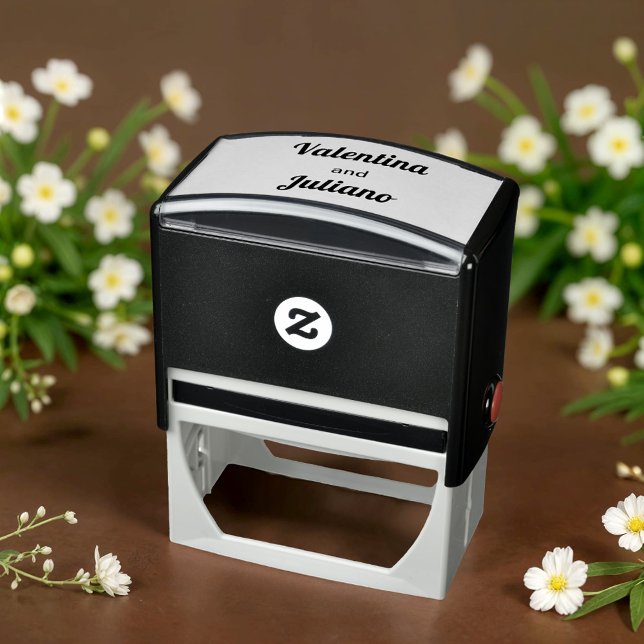 Carimbo Auto Entintado Black and White Wedding Stamp (Typography style black and white wedding stamp)