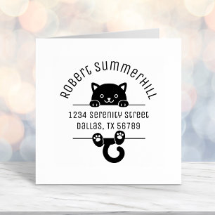 Carimbo Auto Entintado Black Kitten Cat Arch Address 2