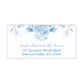 Carimbo Auto Entintado Blue and White Floral China Pattern Return Address