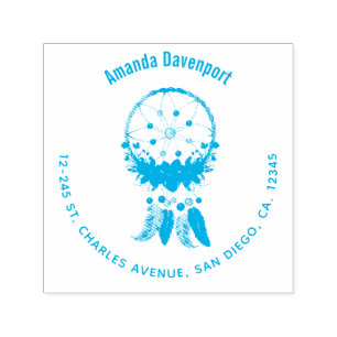 Carimbo Auto Entintado Blue Dreamcatcher Na moda Boho Design