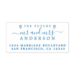 Carimbo Auto Entintado Blue Script Future Sr. Wedding Endereço de retorn