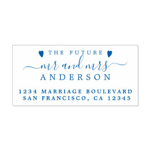 Carimbo Auto Entintado Blue Script Future Sr. Wedding Endereço de retorn
