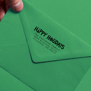 Carimbo Auto Entintado Boas festas selo do endereço do remetente