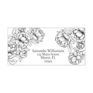 Carimbo Auto Entintado Boho Elegant Botanical Floral Line Art Weding