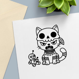Carimbo Auto Entintado Boneca Vodu de Gato Bruxa