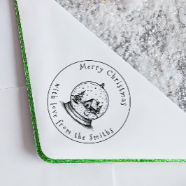 Carimbo Auto Entintado Bonito boneco de neve no globo terrestre Feliz Nat