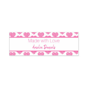 Carimbo Auto Entintado Bonito Coração de Amor Flor - Feita com Amor