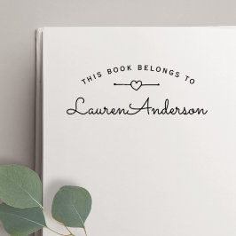 Carimbo Auto Entintado Bonito Livro Feito por Coração Pertence a Bookplat