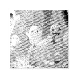 Carimbo Auto Entintado Boo de Halloween Roxo