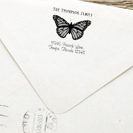 Carimbo Auto Entintado Borboleta Elegante Endereço de Retorno Personaliza