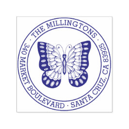 Carimbo Auto Entintado Borboleta | Endereço de devolução do nome da famíl