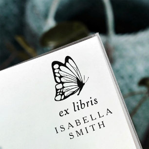 Carimbo Auto Entintado Borboleta Ex Libris da Tipografia Elegante