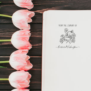 Carimbo Auto Entintado Borboleta personalizada de biblioteca desenhada à