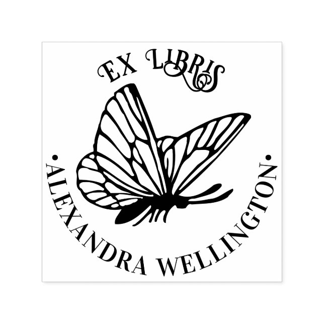 Carimbo Auto Entintado Borboleta SV Ex Libris Nome do Livro Biblioteca Re (Design)