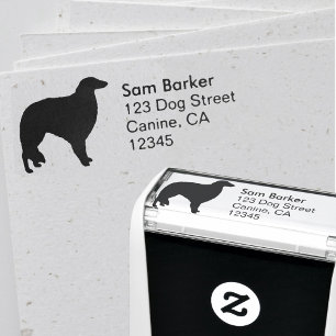 Carimbo Auto Entintado Borzoi Dog Breed Silhouette Return Address