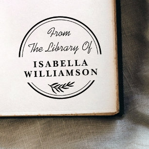 Carimbo Auto Entintado Botânica Redonda da Biblioteca de Bookplate